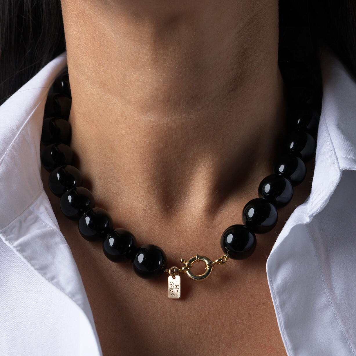 BLACK ONYX NECKLACE NECK
