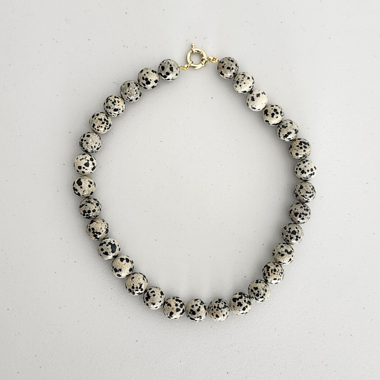 Alona Necklace dalmatian jasper gemstone necklace with gold-plated clasp by My Gems.