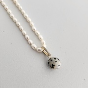 Rosa Necklace with dalmatian stone charm by My Gems