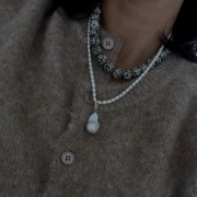 Rosa Necklace with baroque pearl charm by My Gems