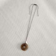 Yasmin Necklace agate donut pendant with black adjustable cord up to 80cm by My Gems