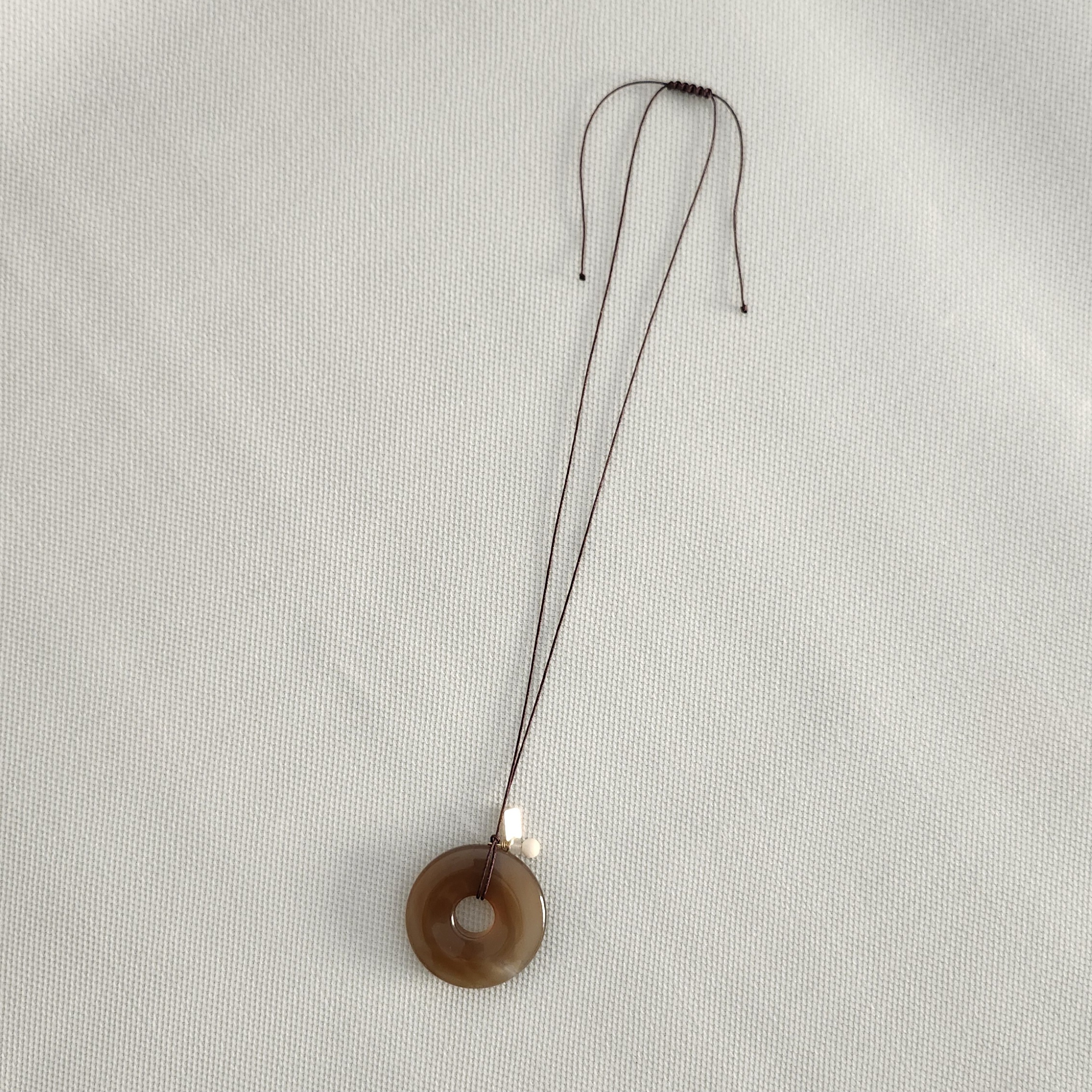 Yasmin Necklace agate donut pendant with black adjustable cord up to 80cm by My Gems