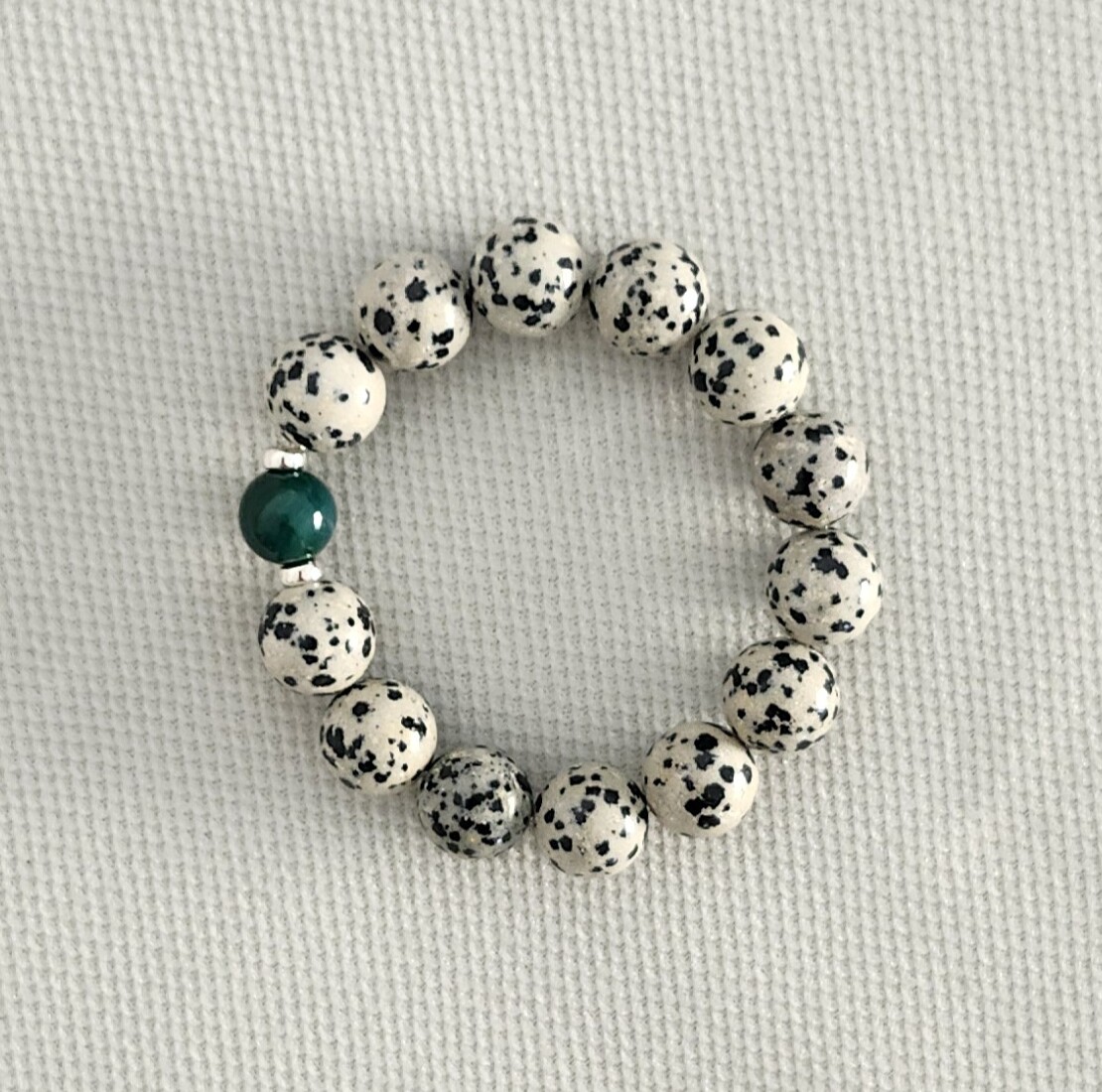 Eric Bracelet Dalmatian jasper and aventurine stretch bracelet by My Gems