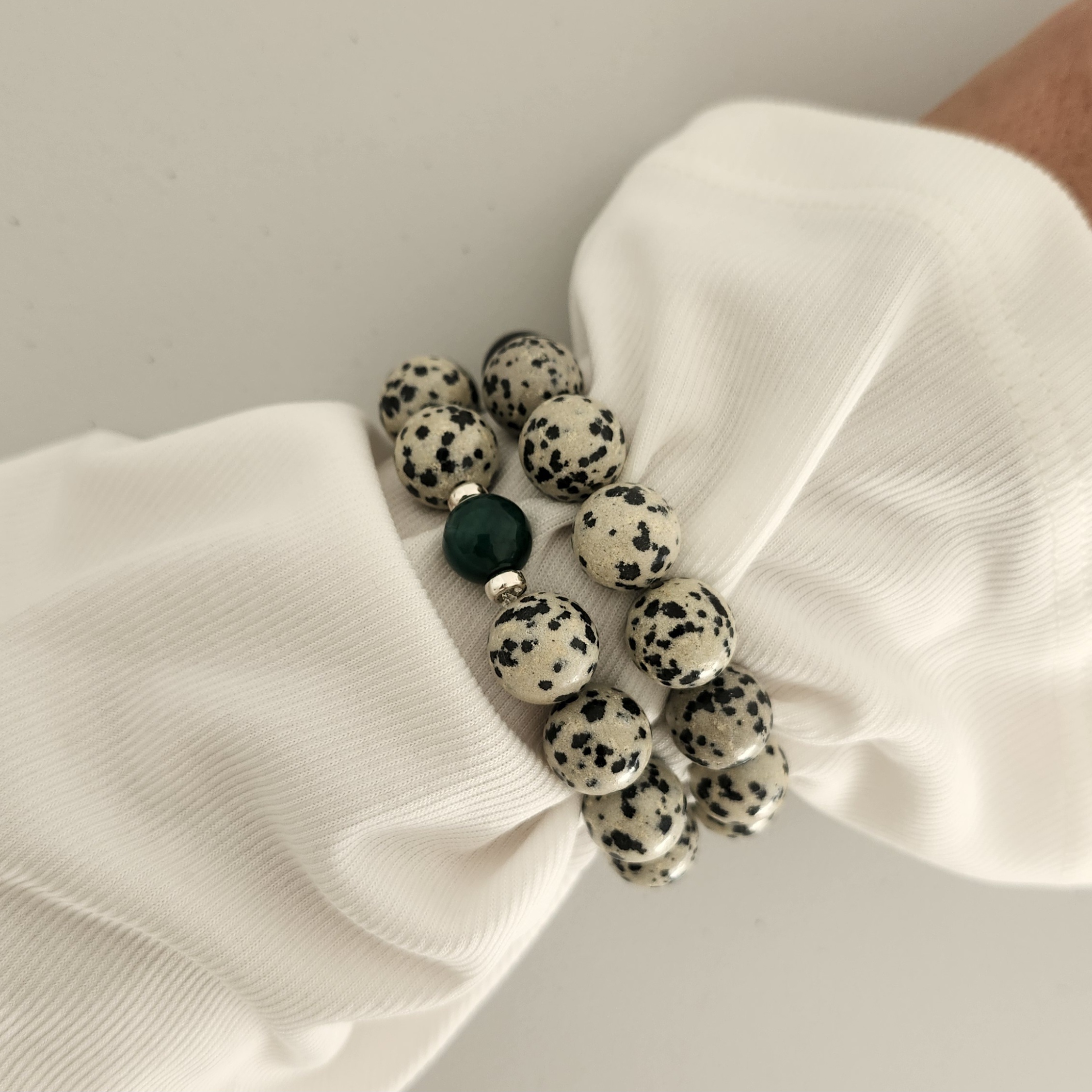 Eric Bracelet Dalmatian jasper and aventurine stretch bracelet by My Gems