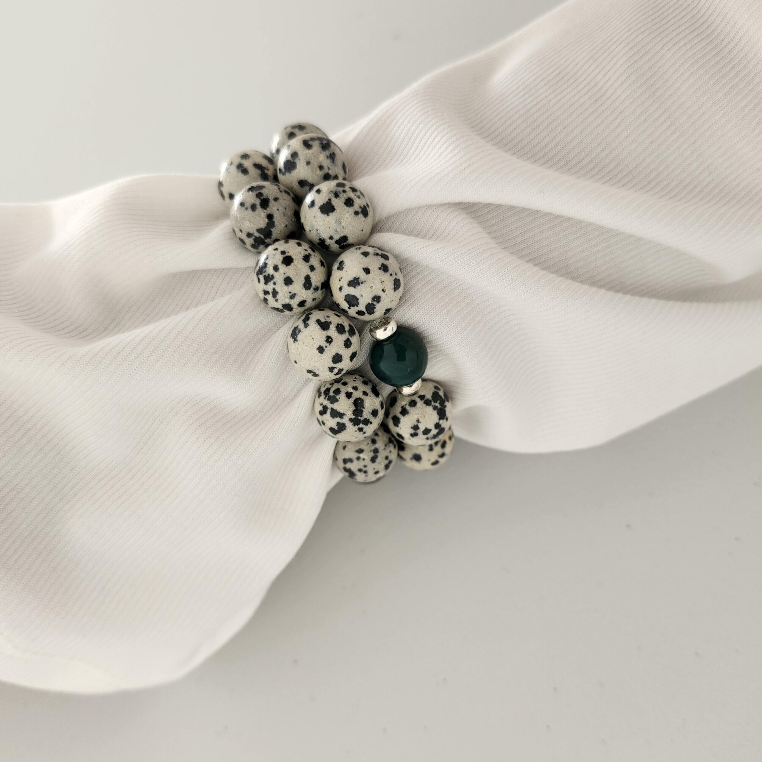 Eric Bracelet Dalmatian jasper and aventurine stretch bracelet by My Gems