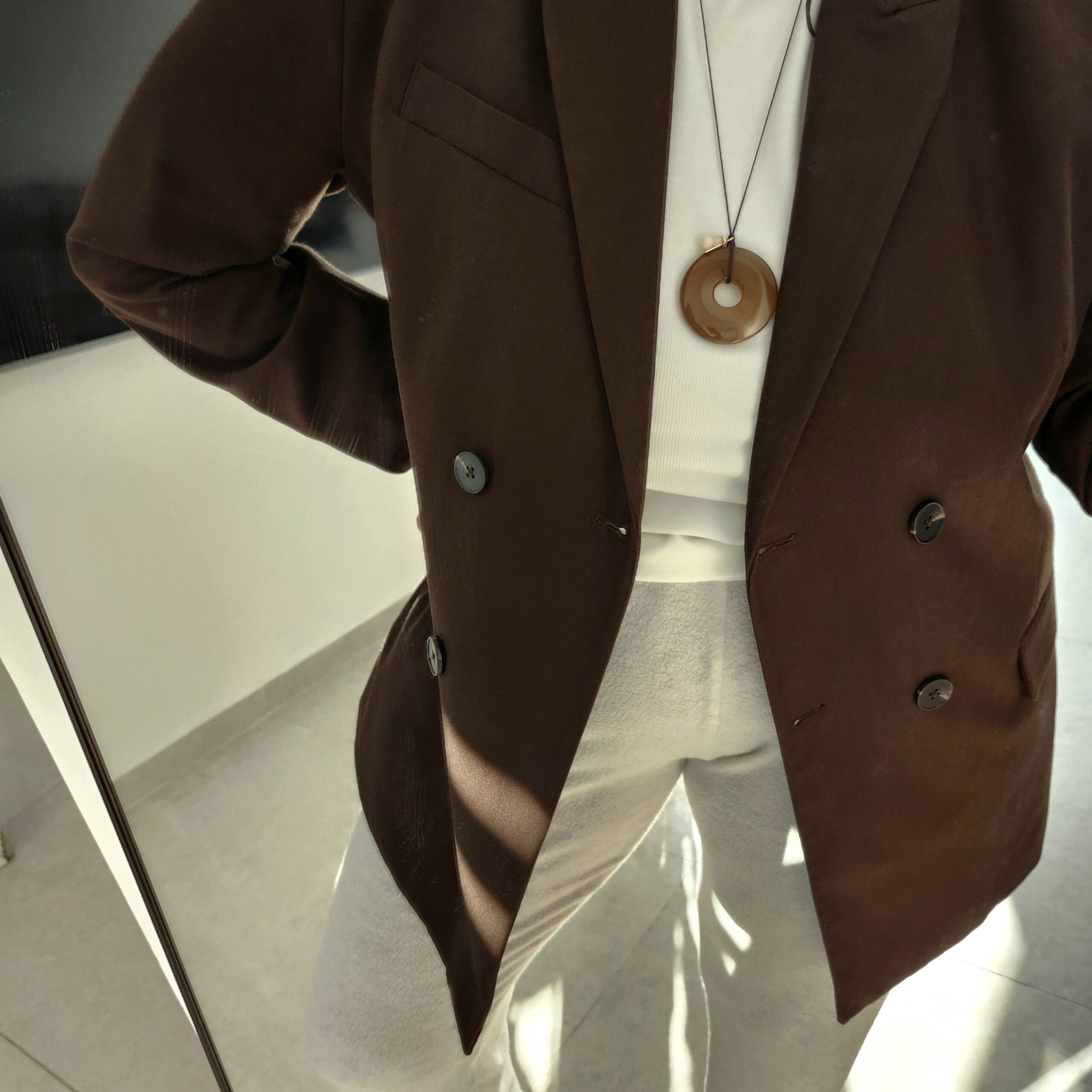 Yasmin Necklace agate donut pendant with black adjustable cord up to 80cm by My Gems