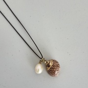 LILY shell pendant necklace with brown cord by MY GEMS
